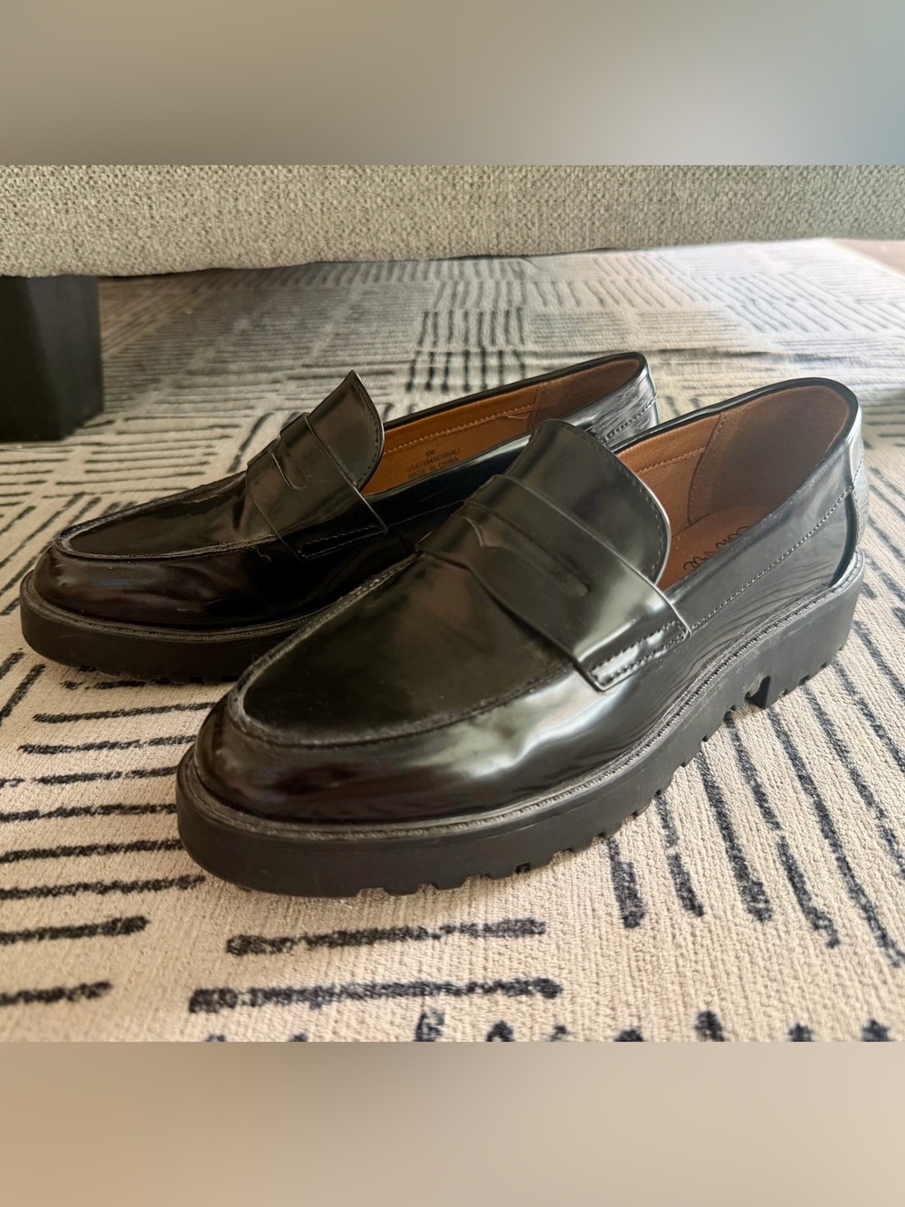 Black Women’s Penny Loafers with Lug Sole
